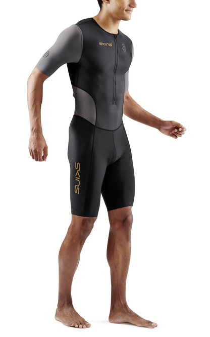 Đồ Ba môn Nam SKINS Men's TRI Brand S/S Tri Suit - Black/Carbon