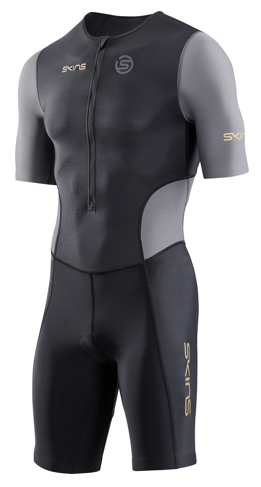 Đồ Ba môn Nam SKINS Men's TRI Brand S/S Tri Suit - Black/Carbon