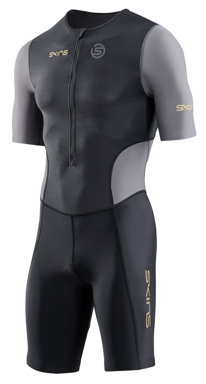 Đồ Ba môn Nam SKINS Men's TRI Brand S/S Tri Suit - Black/Carbon