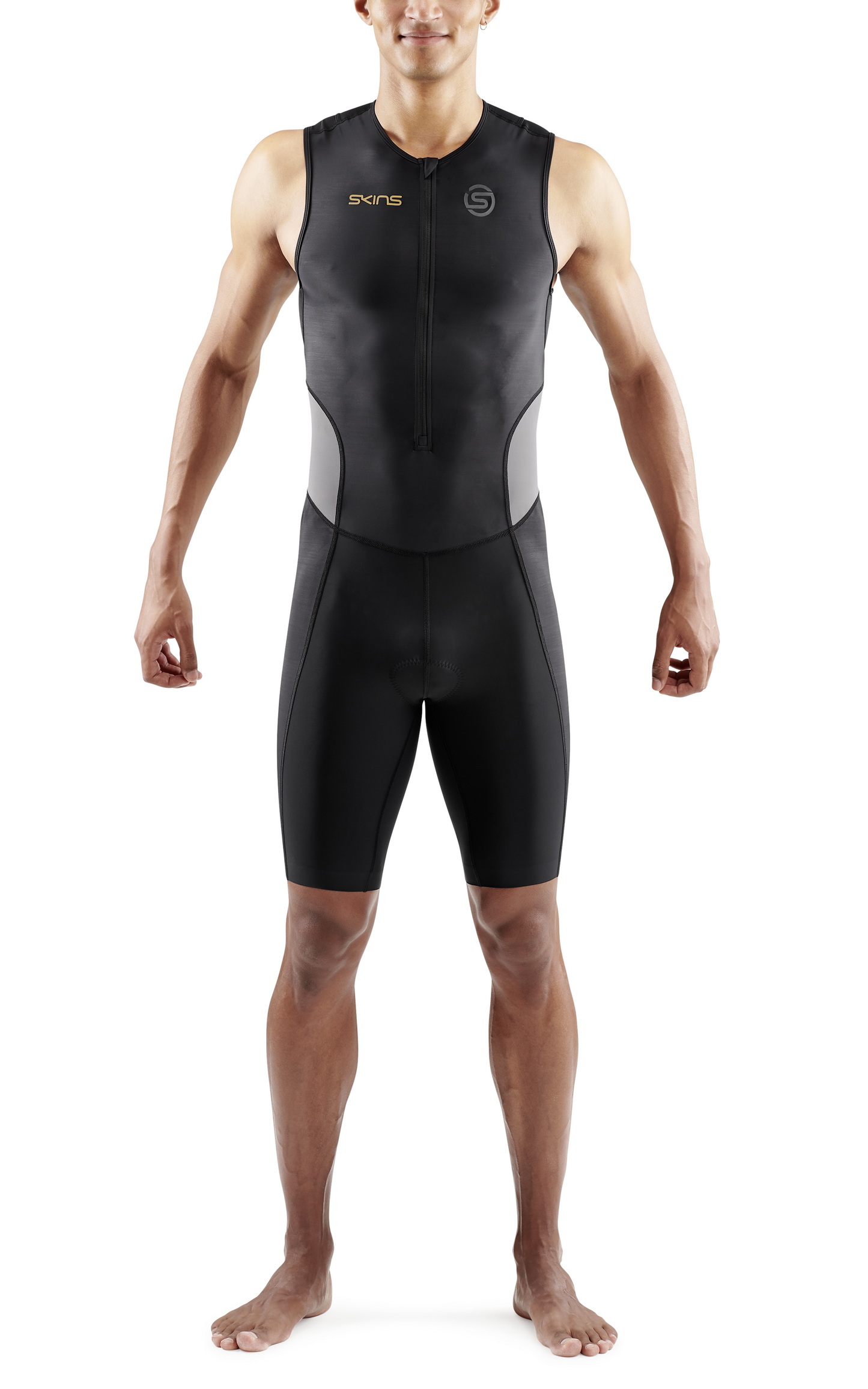 Đồ Ba môn Nam SKINS Men's TRI Brand S/L Tri Suit - Black/Carbon