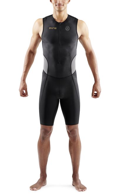 Đồ Ba môn Nam SKINS Men's TRI Brand S/L Tri Suit - Black/Carbon