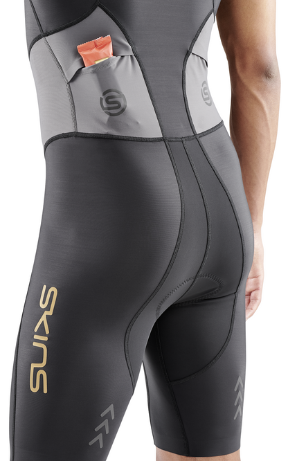 Đồ Ba môn Nam SKINS Men's TRI Brand S/L Tri Suit - Black/Carbon