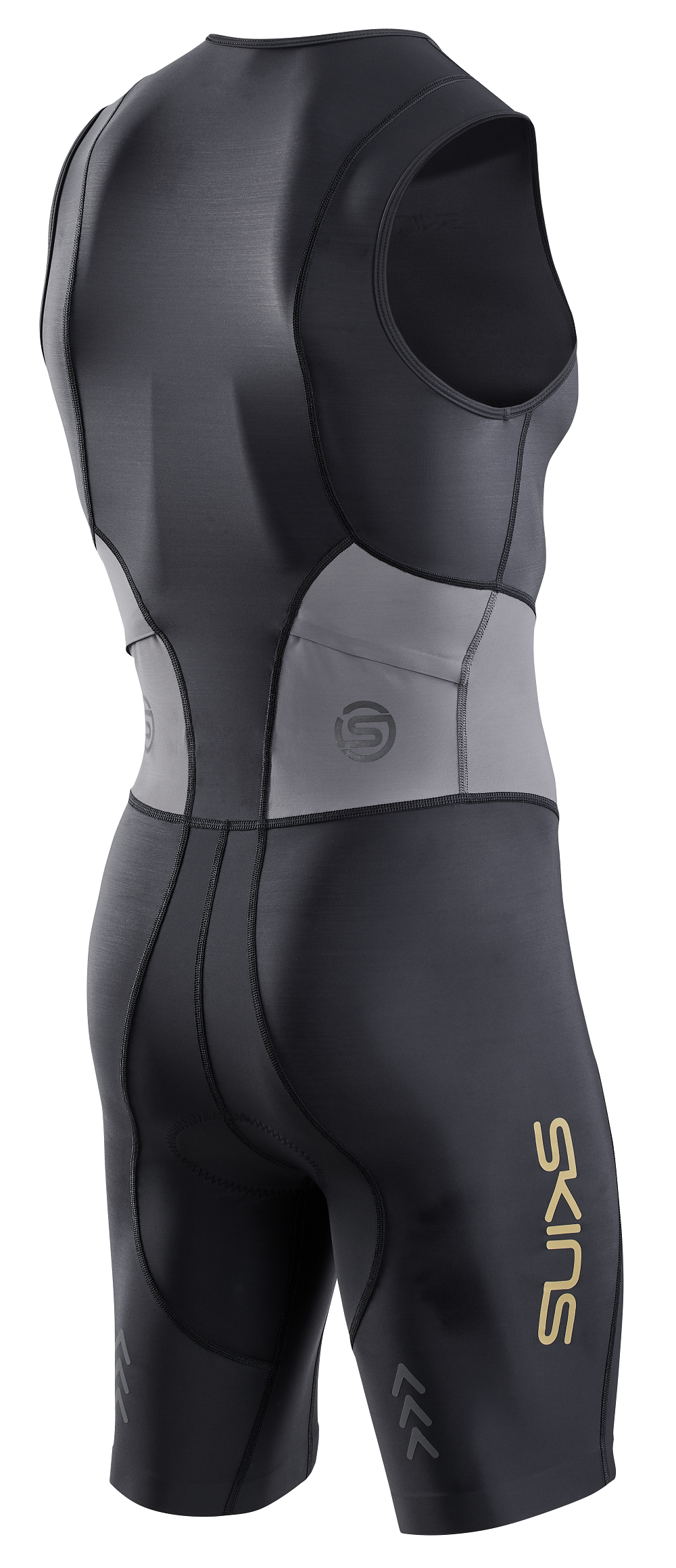 Đồ Ba môn Nam SKINS Men's TRI Brand S/L Tri Suit - Black/Carbon