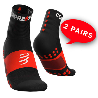 Tất chạy bộ Compressport Training Socks: 2 Pack - Đen (Black)