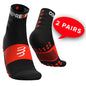 Tất chạy bộ Compressport Training Socks: 2 Pack - Đen (Black)