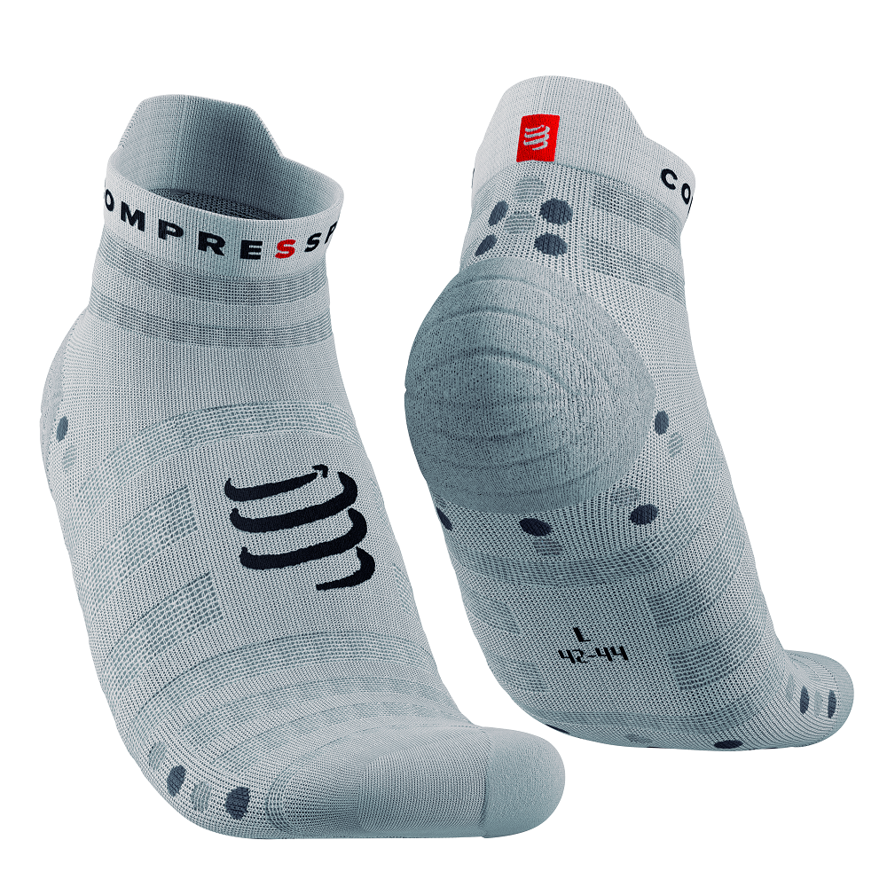 Tất chạy bộ Compressport Pro Racing Socks v4.0 Ultralight - White/Alloy