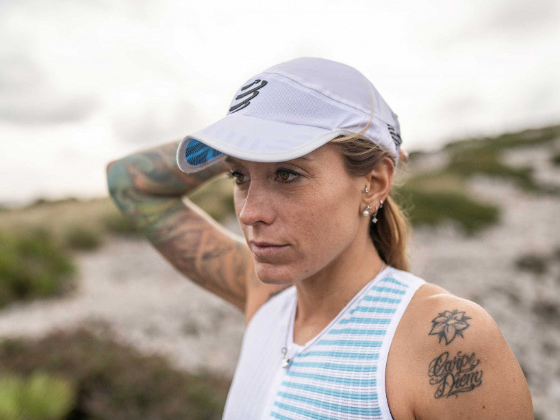 Mũ chạy bộ Compressport Unisex's Pro Racing Cap - Trắng (White)