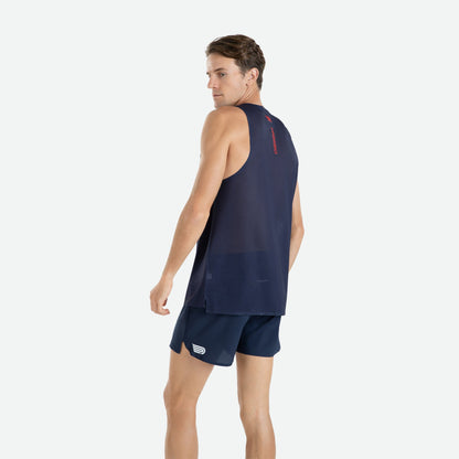 Áo Chạy Bộ Nam Pressio Arahi Singlet - Xanh/Đỏ (Navy/Red)