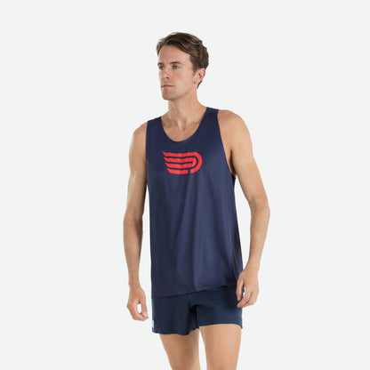 Áo Chạy Bộ Nam Pressio Arahi Singlet - Xanh/Đỏ (Navy/Red)