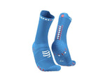 Compressport Unisex's Pro Racing Socks v4.0 Run High - Pacific Blue/Deco Rose