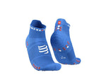 Compressport Unisex's Pro Racing Socks v4.0 Run Low - Pacific Blue/Deco Rose