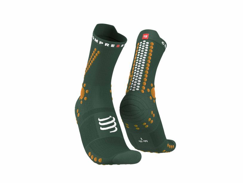 Compressport Unisex's Pro Racing Socks V4.0 Trail - RF Green/DK Cheddar