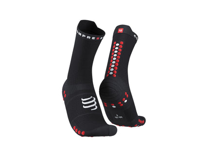 Tất chạy bộ Compressport Pro Racing Socks v4.0 Run High - Đen/Đỏ (Black/Red)
