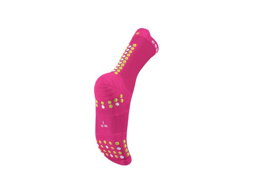 Tất chạy bộ Compressport Unisex's Pro Racing Socks v4.0 Run High - Hồng (Fluo Pink/Primerose)