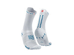 Compressport - Pro racing socks V4 Run High- WHITE/FJORD BLUE