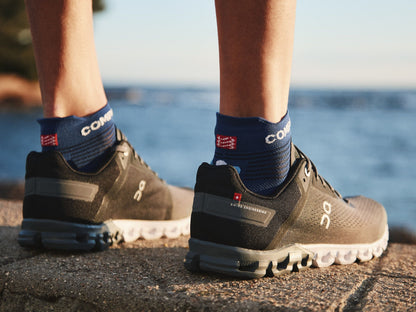 Tất chạy bộ Compressport Unisex's Pro Racing Socks v4.0 Run Low - Xanh (Sodalite/Fluo Blue)