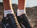 Compressport Unisex's Pro Racing Socks v4.0 Run Low - White/Flord Blue