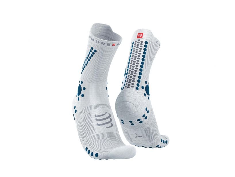 Compressport - Pro racing socks v4.0 Trail-WHITE/FJORD BLUE