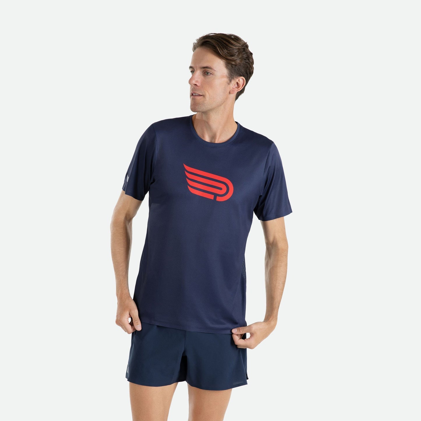 Áo Chạy Bộ Nam Pressio Arahi S/S Tee - Xanh/Đỏ (Navy/Red)