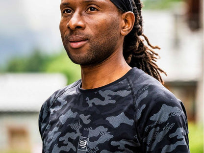 Áo chạy bộ Nam Compressport Training SS Tshirt - Camo Black