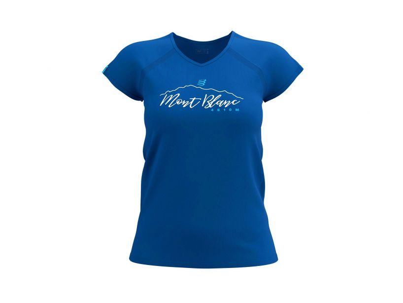 Compessport Women's Training Tshirt S: Mont Blanc 2022 - Blue