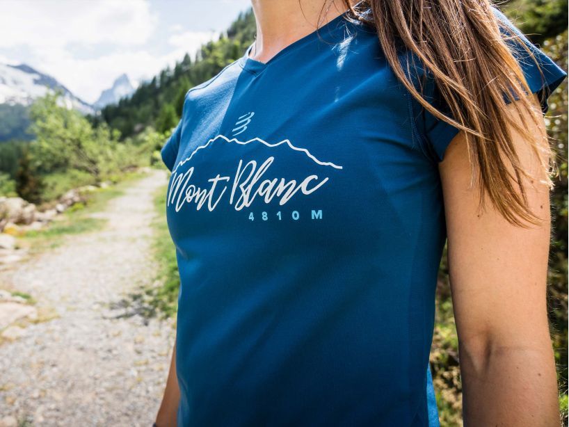 Áo chạy bộ Nữ Compessport Training Tshirt S: Mont Blanc 2022 - Blue